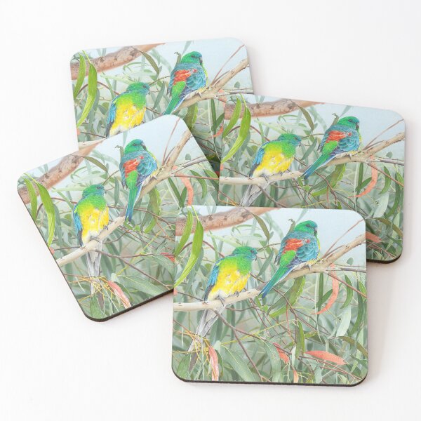 Item preview, "Siesta" (Red-rumped Parrots) designed and sold by Frances McMahon Watercolour Bird Artist.