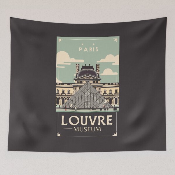 Item preview, A Vintage Travel Art of the Louvre Museum in Paris - France  designed and sold by GoodOldVintage.