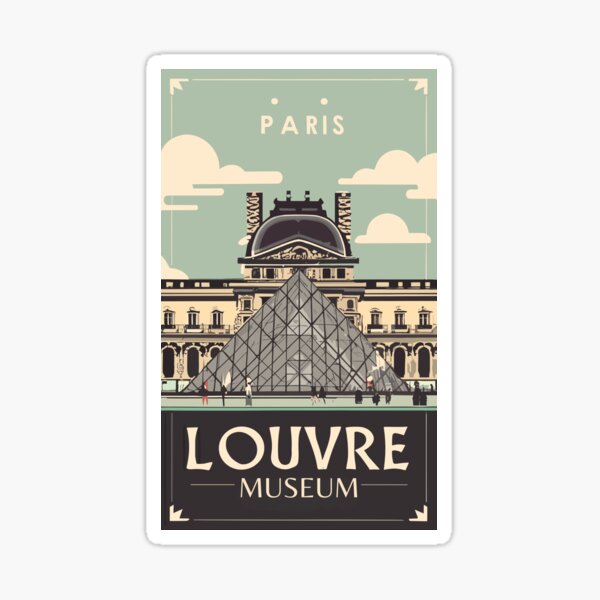 Item preview, A Vintage Travel Art of the Louvre Museum in Paris - France  designed and sold by GoodOldVintage.