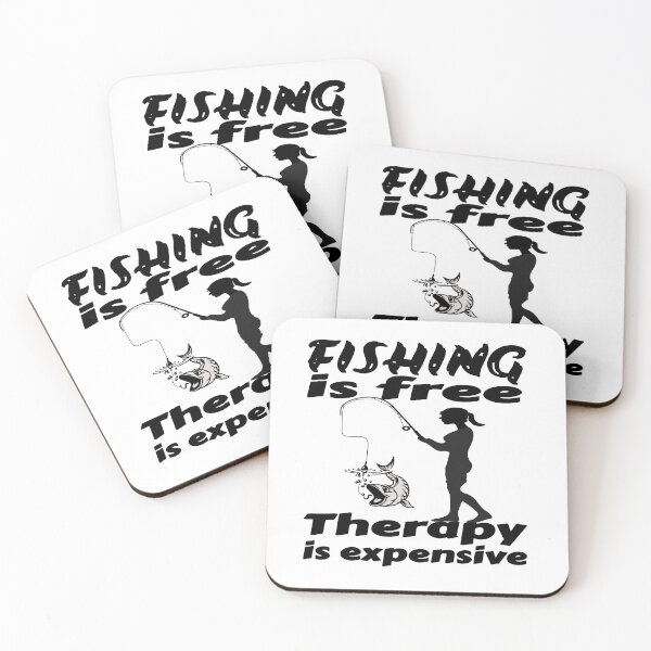 Item preview, Fishing is Free, therapy is expensive. Fun fishing art for her designed and sold by Verle-art.