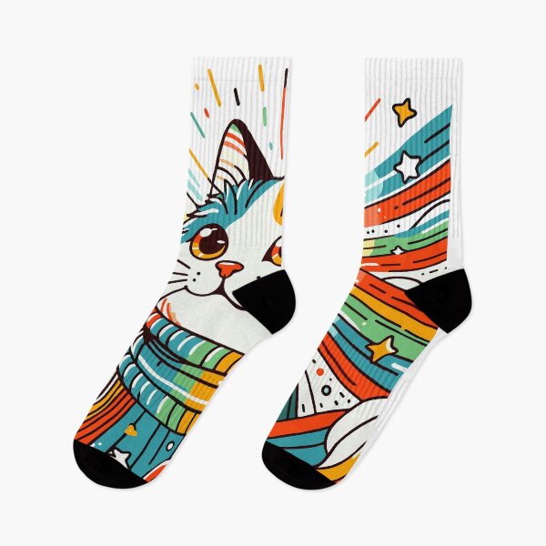 Item preview, colourful cat designed and sold by wakuwakuhouse.