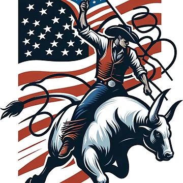 Artwork thumbnail, Patriotic Rodeo: American Spirit Bull Rider by RanchersRoots