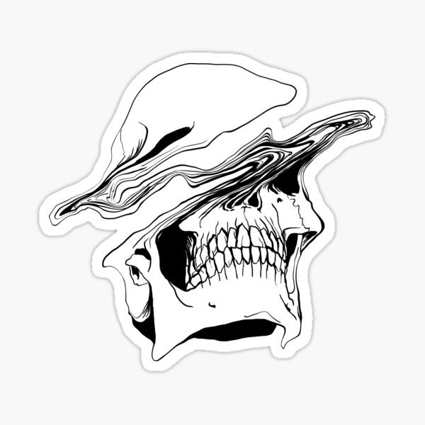 Liquify Skull Drawing Sticker