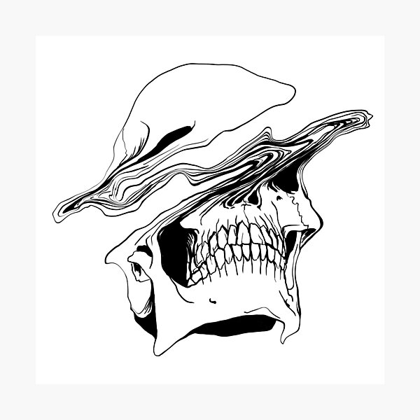 Liquify Skull Drawing Photographic Print