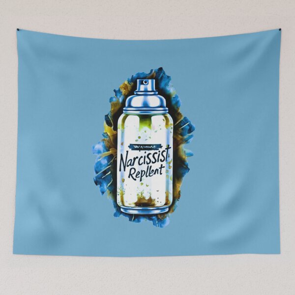 Item preview, Can Of Narcissist Repellent In Silver Blue Water Colour Style designed and sold by Vintage Hustle.