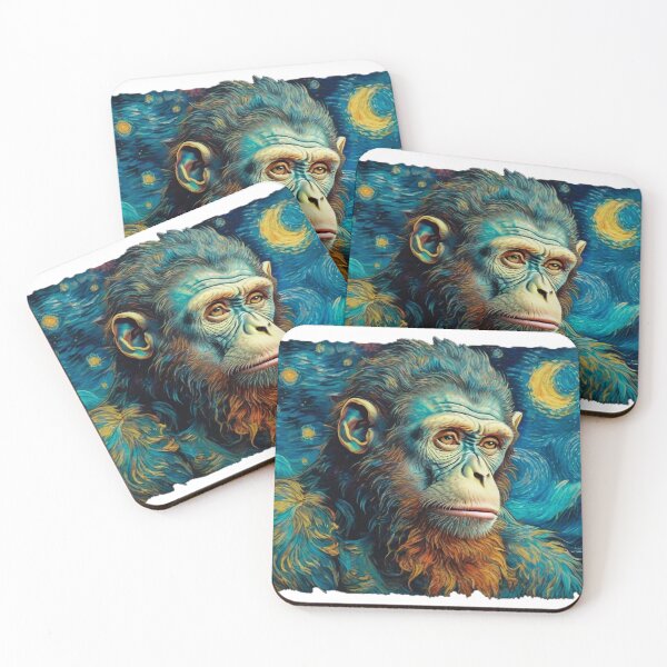 Item preview, A Wise Monkey at Starry Night - 1 designed and sold by OnlyClassicArt.