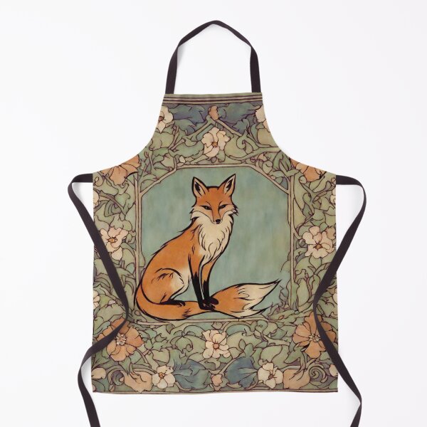 Item preview, Arts and Crafts Mission Style Fox and Floral Blue, Green, Aqua, Burnt Orange, Peach designed and sold by stargazerhill.