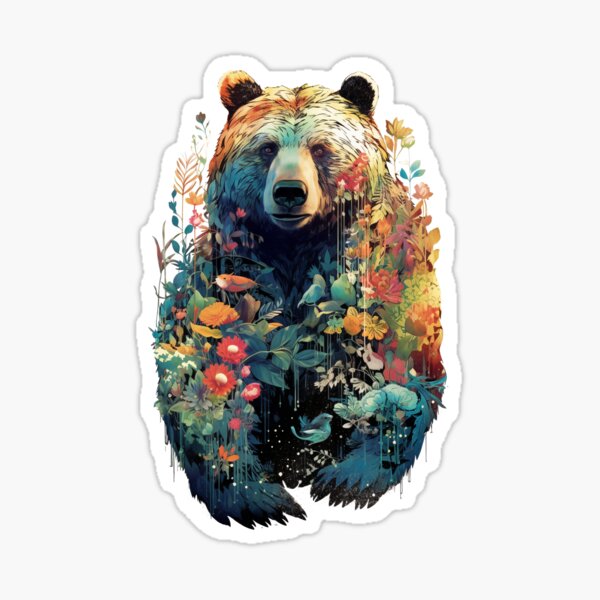 Item preview, Watercolor Whimsical Geo Grizzly Bear - Black designed and sold by FoxfireStardust.