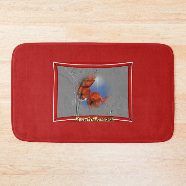Item preview, Photo of red poppies, gray embossed pattern with red frame designed and sold by evadesignbubble.