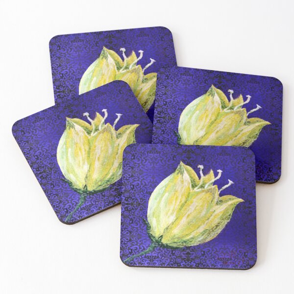 Item preview, yellow tulip on purple swirly background designed and sold by Dawna Morton.