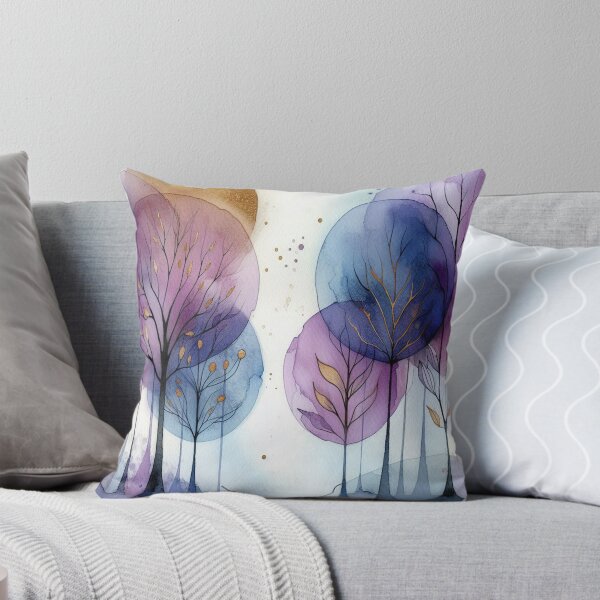 Item preview, Abstract Watercolor Trees Purple and Gold designed and sold by heartsake.