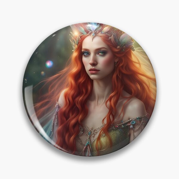 Item preview, Beautiful Enchanted Elf Portrait Redhead Mystical Magic Fairy Rainbow designed and sold by FantasyJo.