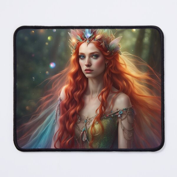 Item preview, Beautiful Enchanted Elf Portrait Redhead Mystical Magic Fairy Rainbow designed and sold by FantasyJo.