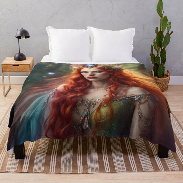 Item preview, Beautiful Enchanted Elf Portrait Redhead Mystical Magic Fairy Rainbow designed and sold by FantasyJo.