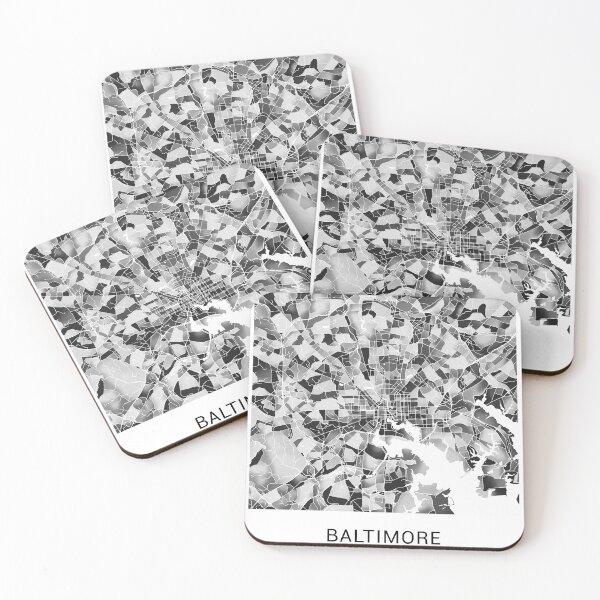Item preview, Baltimore Maryland Named City Map - Black and White designed and sold by StylishStacks.