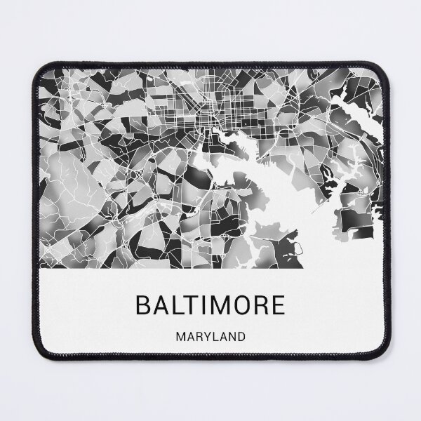 Item preview, Baltimore Maryland Named City Map - Black and White designed and sold by StylishStacks.