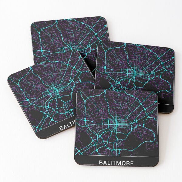 Item preview, Baltimore Maryland Named City Map - Neon Fantasy designed and sold by StylishStacks.