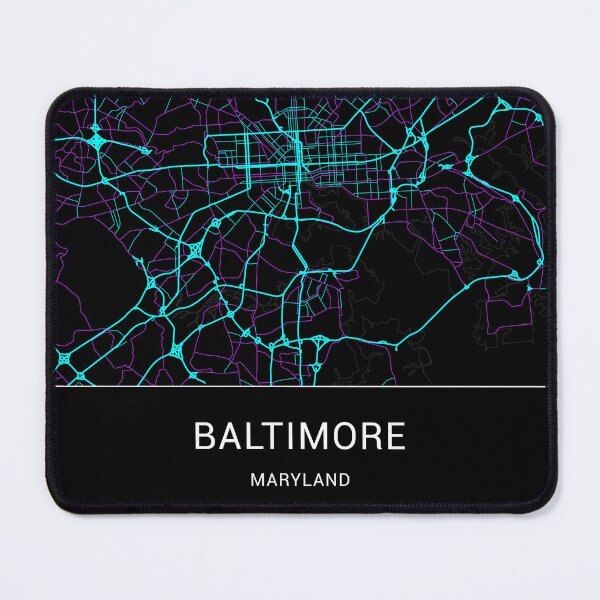 Item preview, Baltimore Maryland Named City Map - Neon Fantasy designed and sold by StylishStacks.