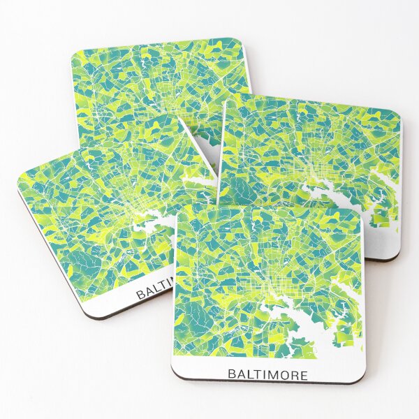 Item preview, Baltimore Maryland Named City Map - Green-Yellow Duotone designed and sold by StylishStacks.
