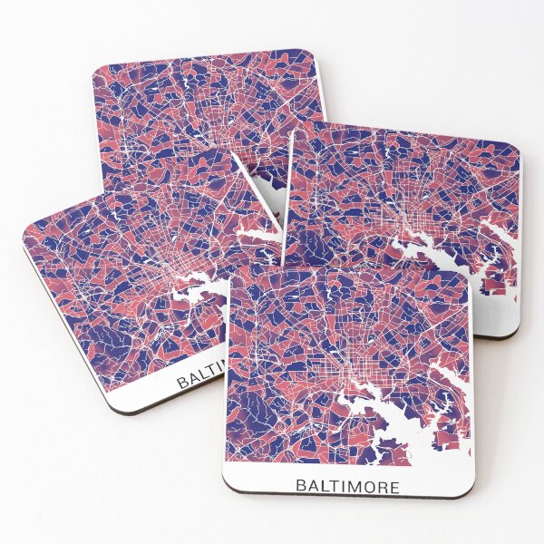 Item preview, Baltimore Maryland Named City Map - Red-Blue Duotone designed and sold by StylishStacks.
