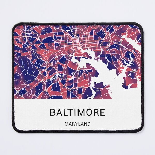 Item preview, Baltimore Maryland Named City Map - Red-Blue Duotone designed and sold by StylishStacks.