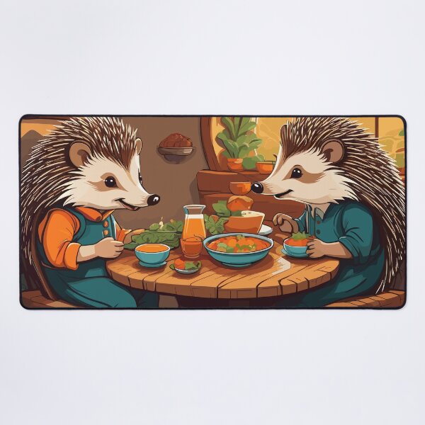 Item preview, Hedgehogs Eating Lunch Artwork designed and sold by WildlifeInc.