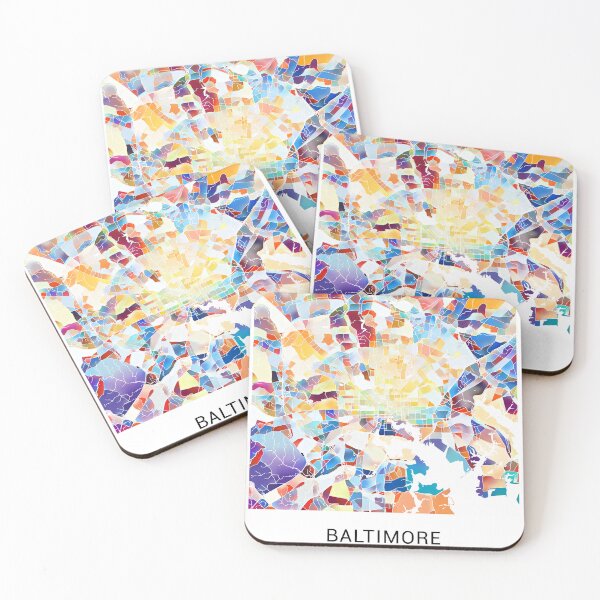 Item preview, Baltimore Maryland Named City Map - Tropical Rainbow Scheme designed and sold by StylishStacks.