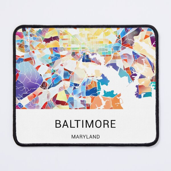Item preview, Baltimore Maryland Named City Map - Tropical Rainbow Scheme designed and sold by StylishStacks.
