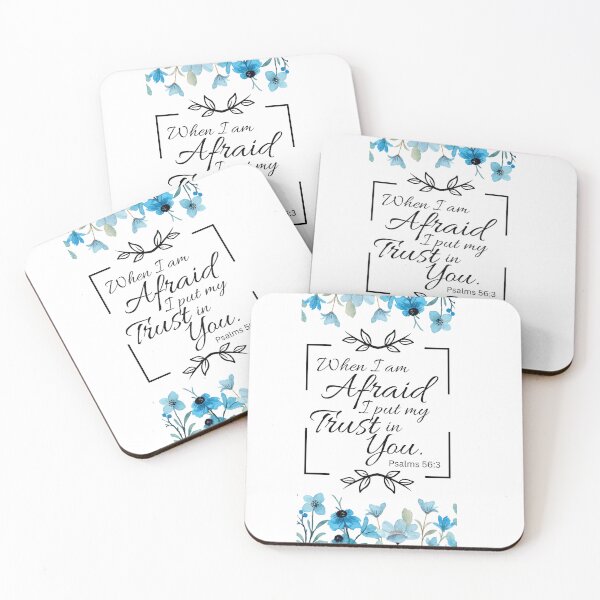 Item preview, When I am Afraid I put my Trust in You White and Light Blue Watercolor Floral designed and sold by GiftableGems.