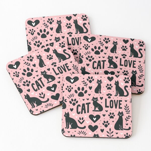 Item preview, Charming Pink Cat Love Pattern designed and sold by inkArtistryfine.
