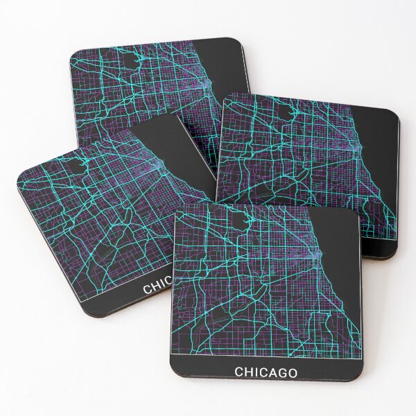 Item preview, Chicago Illinois Named City Map - Neon Fantasy designed and sold by StylishStacks.