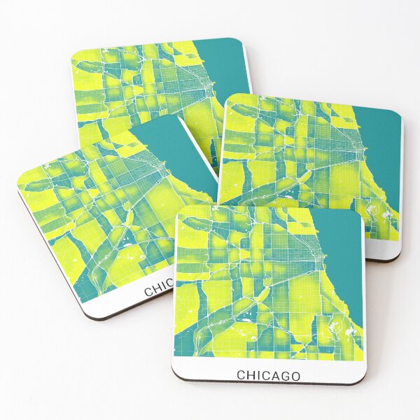 Item preview, Chicago Illinois Named City Map - Green-Yellow Duotone designed and sold by StylishStacks.
