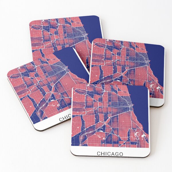 Item preview, Chicago Illinois Named City Map - Red-Blue Duotone designed and sold by StylishStacks.