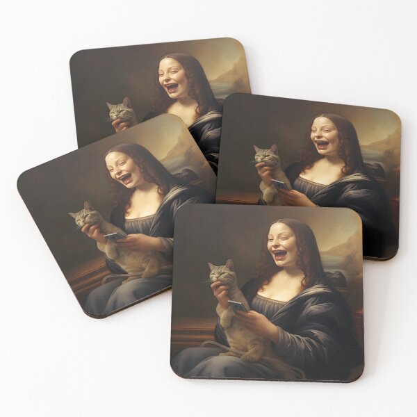 Item preview, Renaissance Laughter: Modern Mona with Cat designed and sold by inkArtistryfine.