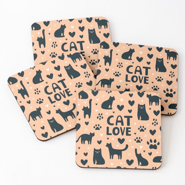 Item preview, Charming Pink Cat Love Pattern designed and sold by inkArtistryfine.
