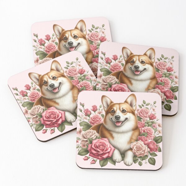Item preview, Corgi Puppy with Roses Valentine's Day designed and sold by Animals-on-me.