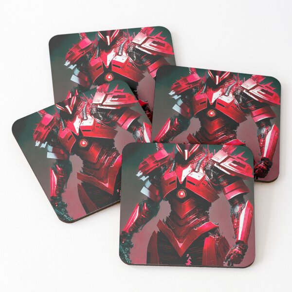 Item preview, Mecha warrior machine wearing red shiny armor with futuristic weapons designed and sold by fotofeast.