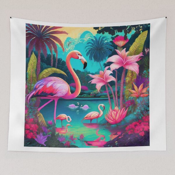 Item preview, Beautiful magic garden with a lake, flamingos designed and sold by fotofeast.