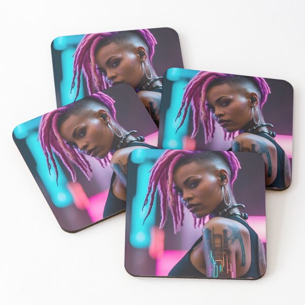 Item preview, Black tattooed neon girl  designed and sold by 90's Misaki.