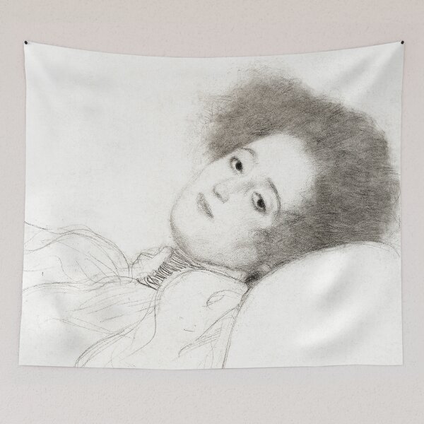 Item preview, Portrait of a Young Woman Reclining (ca. 1897–1898) by Gustav Klimt designed and sold by BossyCatHome.
