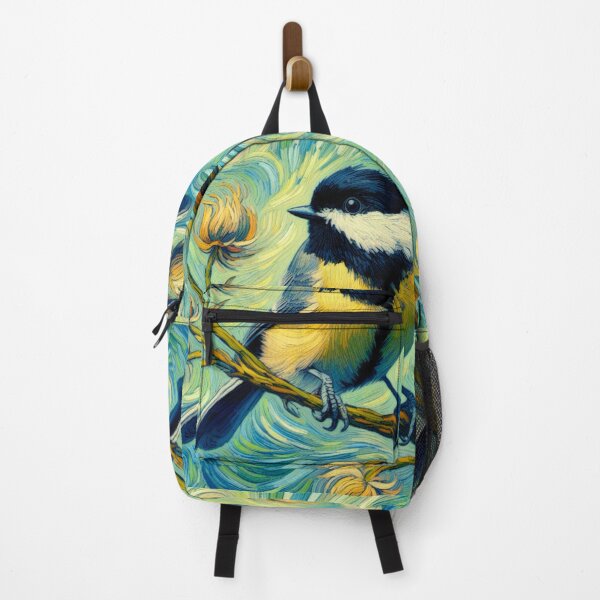 Item preview, Chickadee on a Twig Painting - Van Gogh Style Bird Painting designed and sold by Star-Fragment.