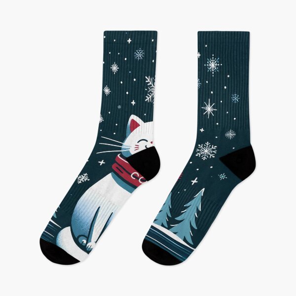 Item preview, Winter Wonderland Cat Illustration designed and sold by inkArtistryfine.
