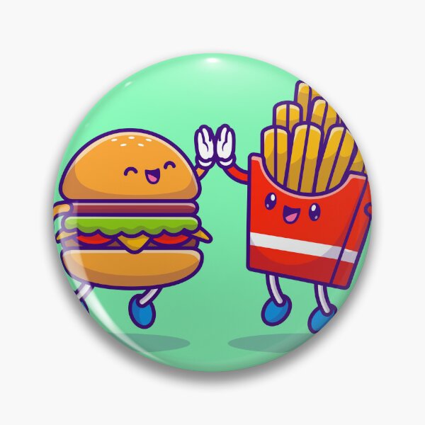 Item preview, Bite-sized Bonds: Cute Hamburger High Bite-sized Bonds: Cute Hamburger High Five with French Fries Cartoon IconFive with French Fries Cartoon Icon designed and sold by hjian8219.
