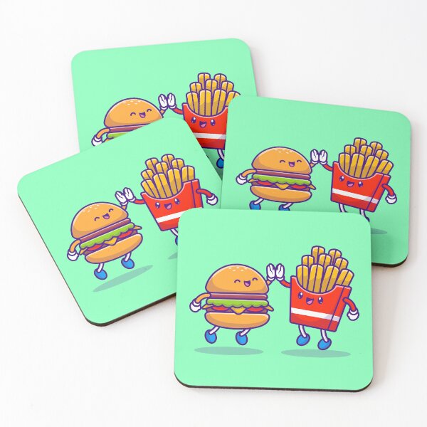 Item preview, Bite-sized Bonds: Cute Hamburger High Bite-sized Bonds: Cute Hamburger High Five with French Fries Cartoon IconFive with French Fries Cartoon Icon designed and sold by hjian8219.