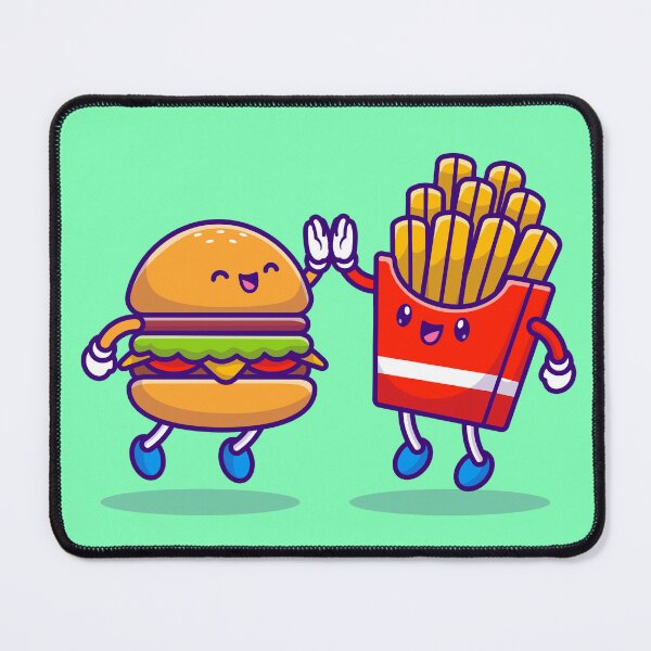 Item preview, Bite-sized Bonds: Cute Hamburger High Bite-sized Bonds: Cute Hamburger High Five with French Fries Cartoon IconFive with French Fries Cartoon Icon designed and sold by hjian8219.