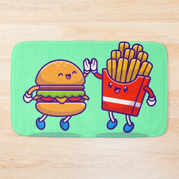 Item preview, Bite-sized Bonds: Cute Hamburger High Bite-sized Bonds: Cute Hamburger High Five with French Fries Cartoon IconFive with French Fries Cartoon Icon designed and sold by hjian8219.
