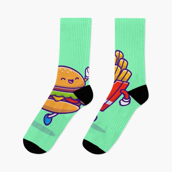 Item preview, Bite-sized Bonds: Cute Hamburger High Bite-sized Bonds: Cute Hamburger High Five with French Fries Cartoon IconFive with French Fries Cartoon Icon designed and sold by hjian8219.