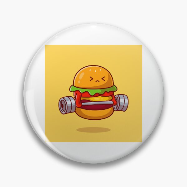 Item preview, Wholesome Strength: Cute Burger Lifting Barbell Cartoon Icon designed and sold by hjian8219.