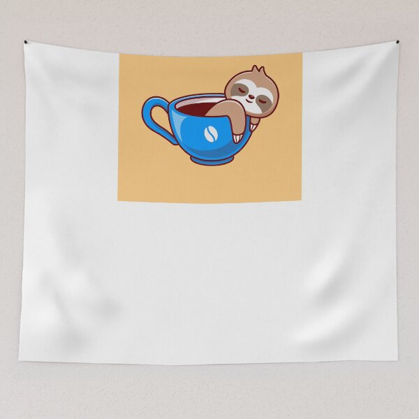 Item preview, Slothful Sips: Cute Sloth with Coffee Cup Cartoon Icon designed and sold by hjian8219.