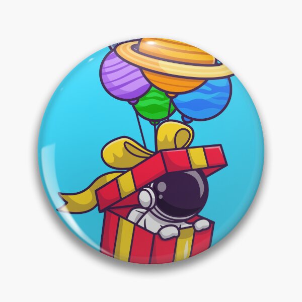 Item preview, Galactic Adventure: Cute Astronaut in Box with Planet Balloon Cartoon Icon designed and sold by hjian8219.